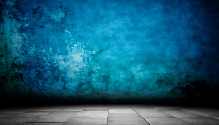 Beautiful Abstract Grunge Decorative Dark blue with floor. for display product. copy space. 3D Renderingの写真素材