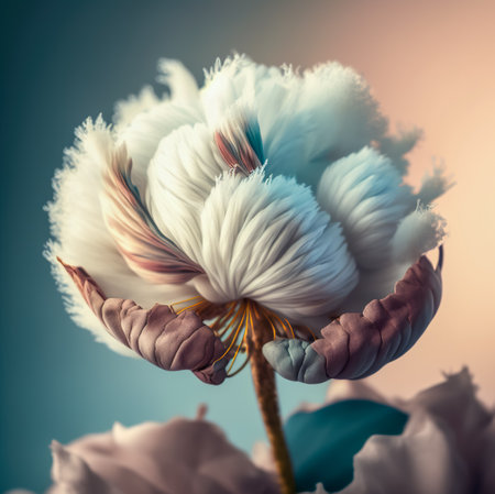 Cotton flower branch. Cotton plant close-up. Generative AIの写真素材