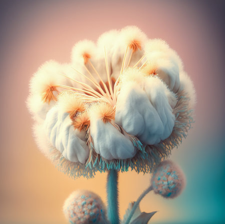 Cotton flower branch. Cotton plant close-up. Generative AIの写真素材