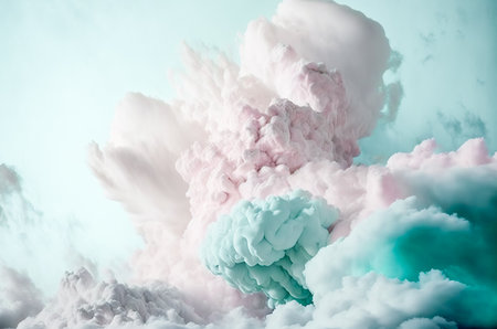Colorful smoke on blue sky as abstract background. 3D Rendering