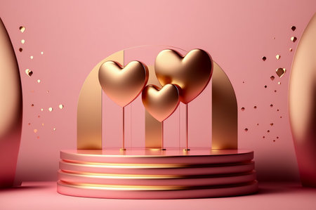 Valentine's day background. 3d rendering, 3d illustration.の写真素材
