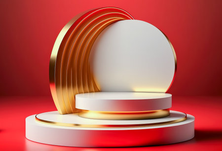 Abstract scene podium mockup. Award ceremony concept. 3d render