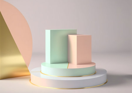 3d render, abstract minimal geometric forms, podium for your design.の写真素材