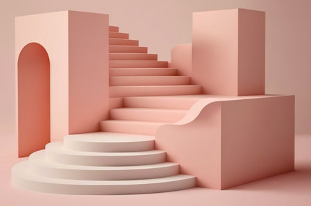 3d rendering of purple podium for product presentation. Abstract background.の写真素材