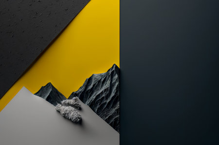 Minimalist abstract background with black and yellow colors, 3d render