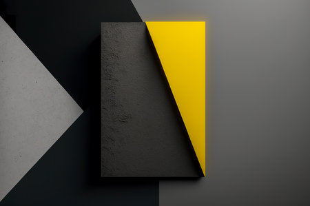 Abstract black and yellow geometric background. 3d render illustration. Minimal design.