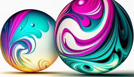 abstract background with 3d spheres in the form of a waveの写真素材