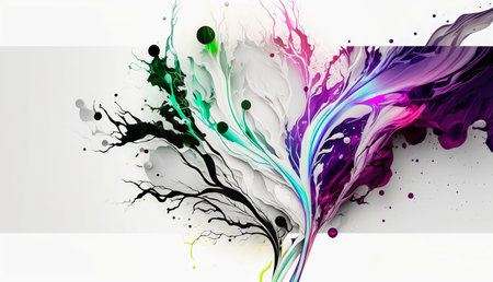 abstract colorful paint splashes on white background, illustration.の写真素材