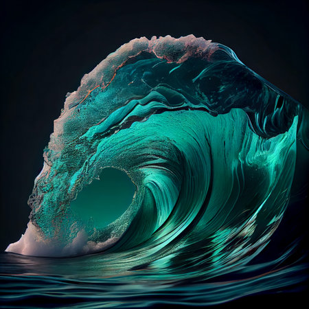 Underwater landscape with sea and sky. Nature composition. 3d renderの素材