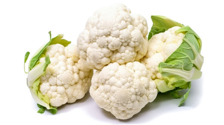 Cauliflower isolated on white background. Fresh cauliflower on a white background.の写真素材