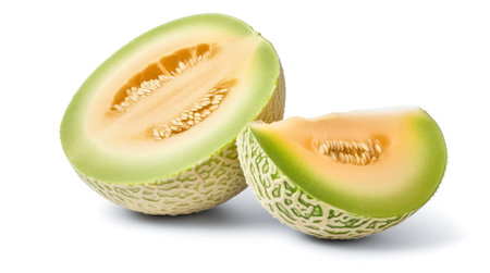 cantaloupe melon isolated on white background cutoutの写真素材