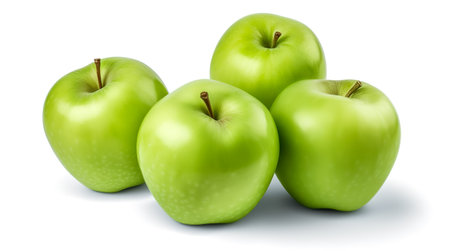 Green apples isolated on white background. Full depth of field.の写真素材