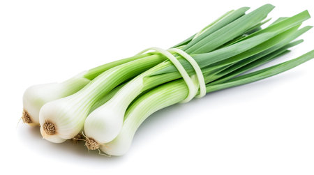 spring onion. Fresh vegetables isolated on white background. Healthy food concept. Generative AIの素材