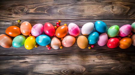 Colorful easter eggs on green grass, isolated on black backgroundの写真素材