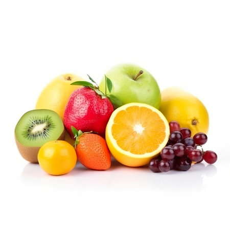Fruits isolated on white background. Healthy food concept. Fresh fruits.の素材