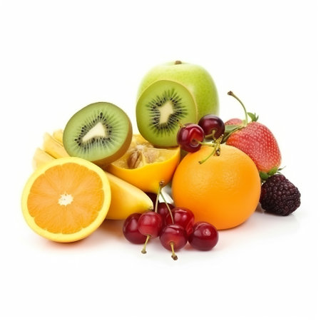 Fruits isolated on white background. Healthy food. Fresh fruits.の素材