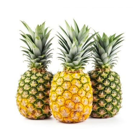 Pineapples isolated on white background. Pineapples on white background.の素材