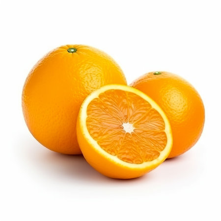 Fresh orange fruit isolated on white background.の素材