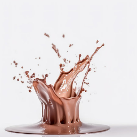 chocolate splash closeup isolated on white background. 3d renderingの素材