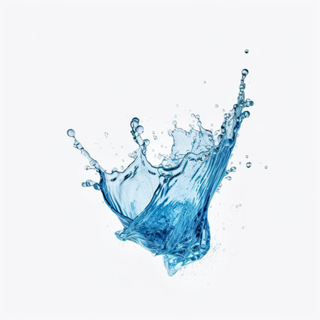 blue water splash isolated on white backgroundの素材