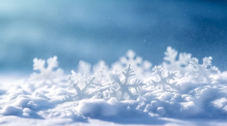 Winter background of snow and frost with free space for your decoration. Generative AIの素材