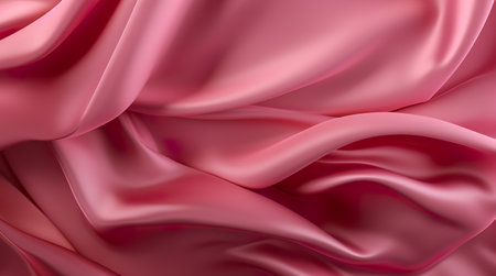 Closeup of rippled pink silk fabric. 3d render illustrationの素材
