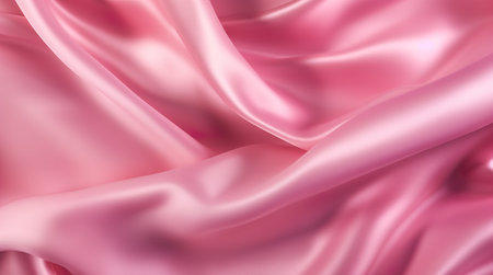 Closeup of rippled pink satin fabric texture background.の素材