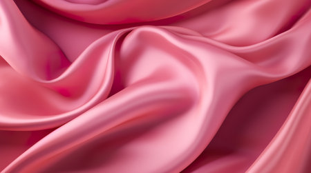 Closeup of rippled pink silk fabric, 3d renderの素材