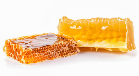 Honeycombs with honey on a white background. Isolatedの素材