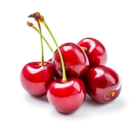 Cherries isolated on white background.の素材