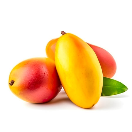 mango fruit and leaves isolated on white background. Generative AIの素材