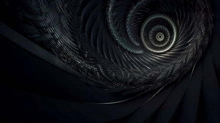 Black abstract background design. Modern wavy line pattern. blank space for text. Generative AIの素材