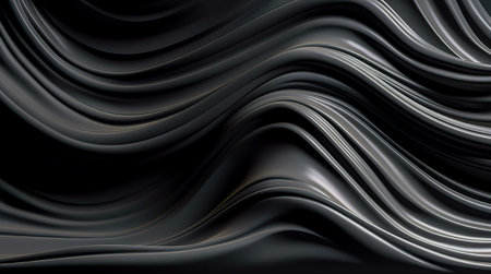 Black abstract background design. Modern wavy line pattern. blank space for text. Generative AIの素材