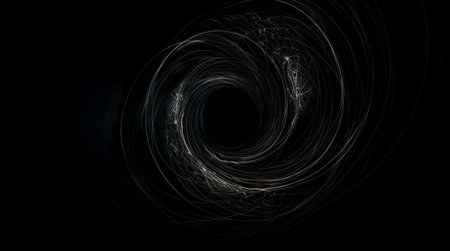 Black abstract background design. Modern wavy line pattern. blank space for text. Generative AIの素材