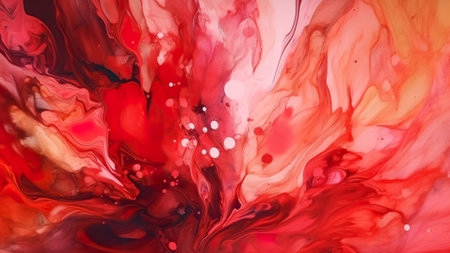 Abstract background of red and pink acrylic paint mixing in water. Colorful abstract background.の素材