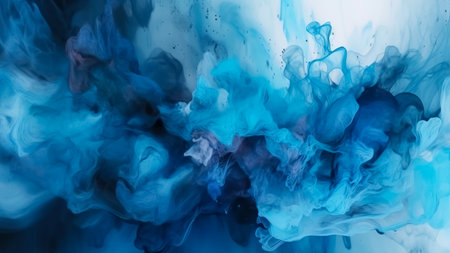 Blue and black ink in water. Abstract background for your design.の素材