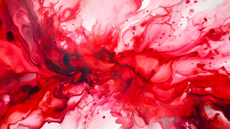 Abstract background of red paint mixing in water. Fluid art.の素材