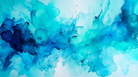 Abstract background with blue ink in water. Ink swirling in water.の素材