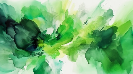 Abstract green watercolor background. Digital art painting. 3d rendering.の素材
