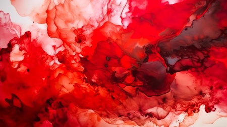 Red ink in water. Abstract background for your design. Close-up.の素材