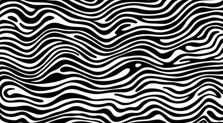 Abstract hypnotic pattern with black-white striped lines. Psychedelic background. Op art, optical illusion. Modern design, graphic texture. Generative AIの素材