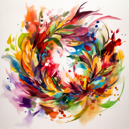 abstract watercolor background with colorful splashes and blots.の素材
