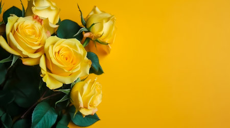 Yellow Roses Bouquet on Background. Valentine's Day and Mother's Day background. Generative AIの素材