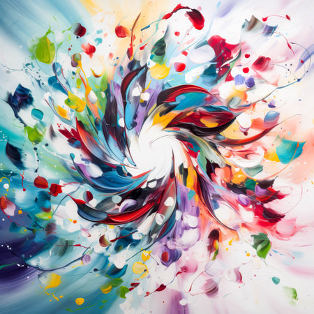 abstract colorful background with swirls and splashes of paint.の素材