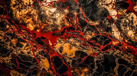 Marble pattern background material with a luxurious atmosphere of red, black and gold. Generative AIの素材