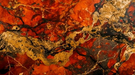 Marble pattern background material with a luxurious atmosphere of red, black and gold. Generative AIの素材