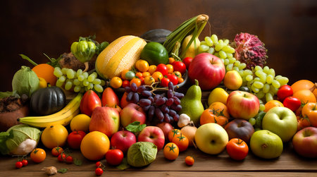 Composition with assorted raw organic vegetables. Detox diet. Generative AIの素材
