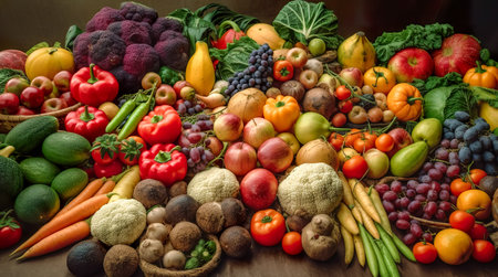 Composition with assorted raw organic vegetables. Detox diet. Generative AIの素材