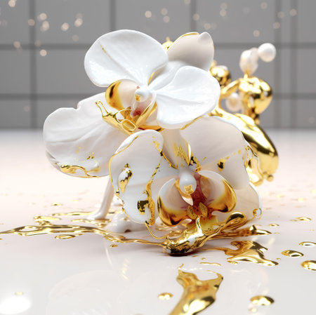 Fluid art abstract flower. floral art. Generative AIの素材