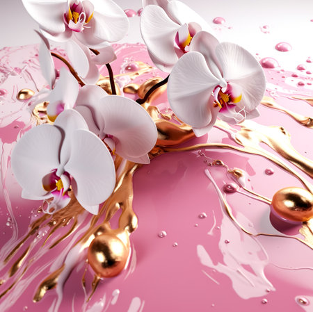 Fluid art abstract flower. floral art. Generative AIの素材